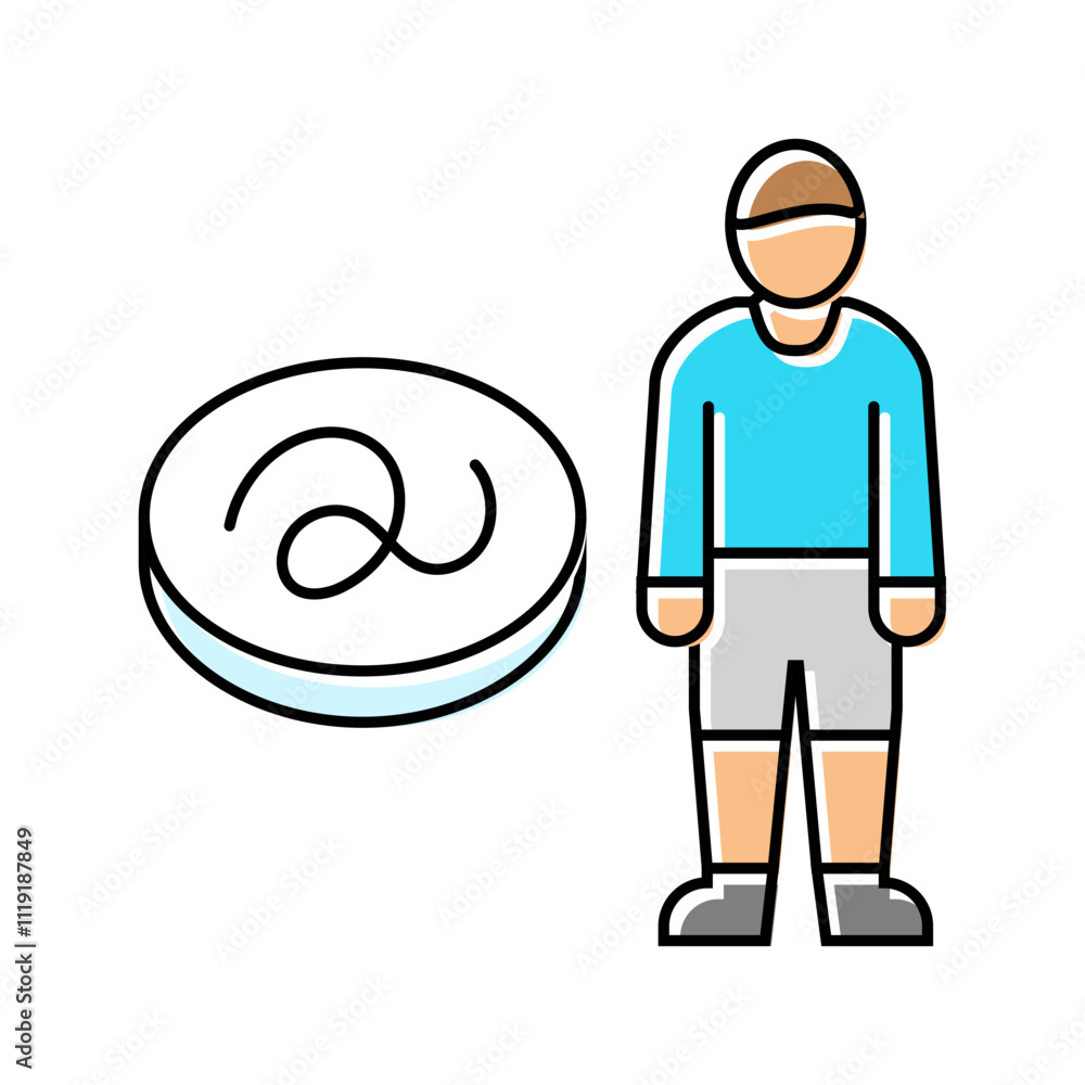 Obraz premium kid boy helminth worm color icon vector. kid boy helminth worm sign. isolated symbol illustration