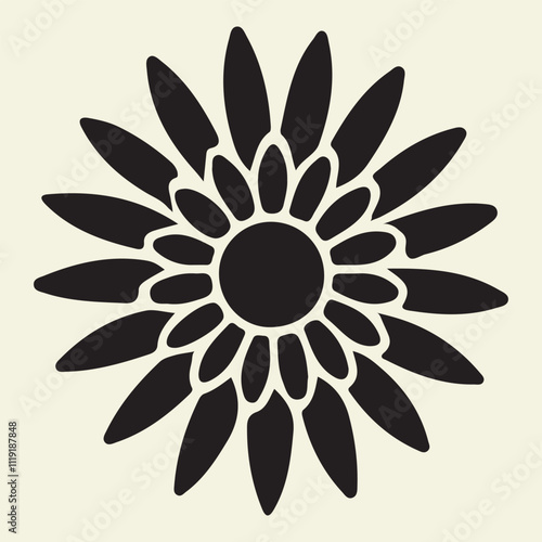 Monochrome flower Silhouette Vector Icon