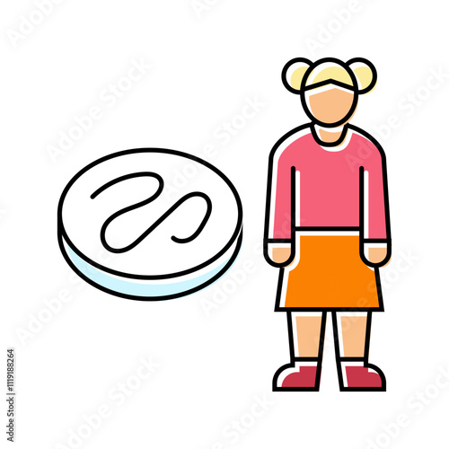 kid girl helminth worm color icon vector. kid girl helminth worm sign. isolated symbol illustration