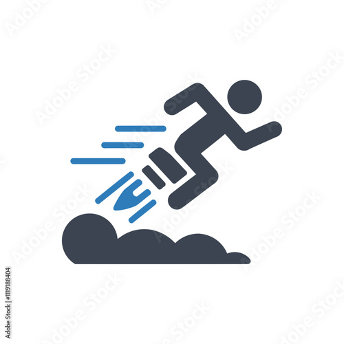 Person flying with jetpack icon