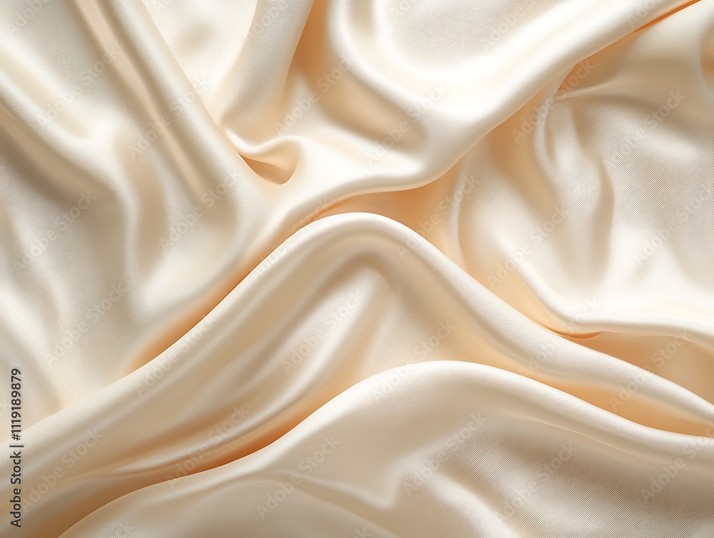 Obraz premium Creamy beige silk fabric with elegant drapes and folds.