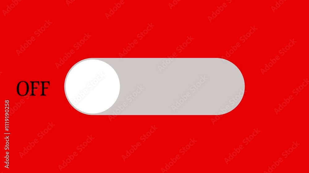 Animated on off slider power button transitioning from Red background to green Background, ON OFF toggles switch buttons, Isolated On Off switcher icons animation. Animated on off slider power button transitioning from Red background to green Background, ON OFF toggles switch buttons, Isolated On Off switcher icons animation.