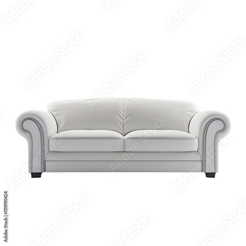 White Leather Sofa, Classic Design, Elegant Furniture