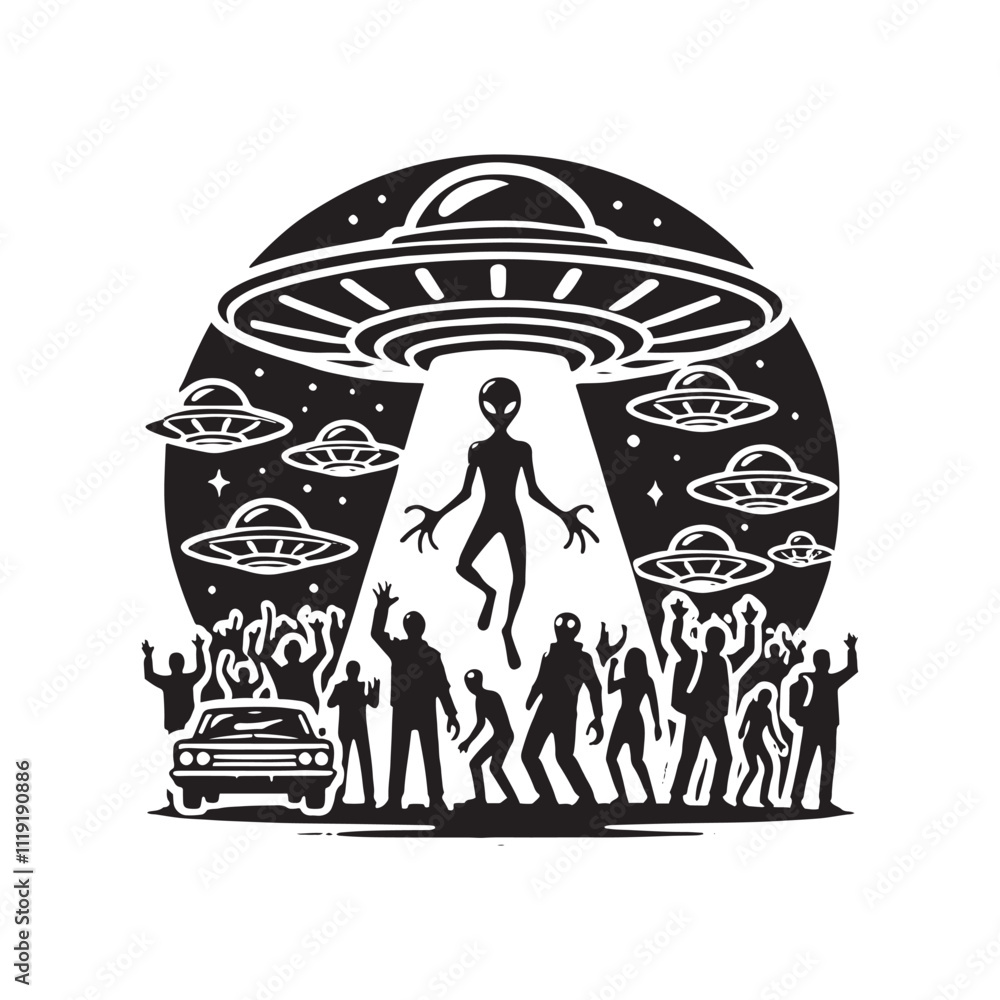 UFO Silhouette - Vector of UFO - UFO Illustration. UFO Silhouette - Vector of UFO - UFO Illustration.