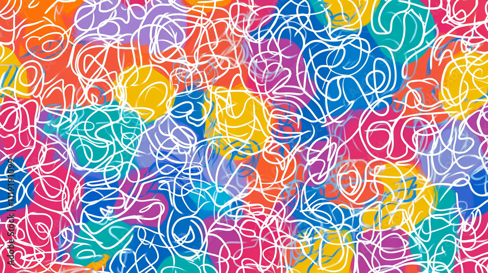 Vibrant patterns of colorful swirling lines and shapes form an abstract background Vibrant patterns of colorful swirling lines and shapes form an abstract background