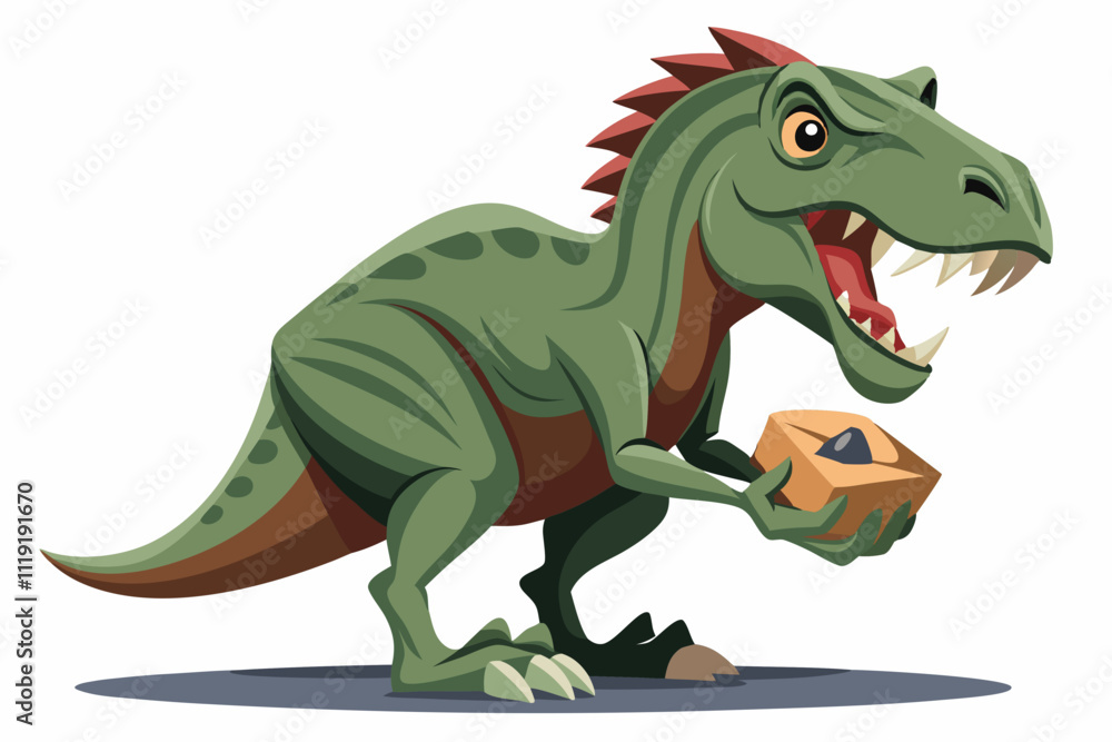 Dinosaur sitting statuette close up isolated on a white background vector illustration Dinosaur sitting statuette close up isolated on a white background vector illustration