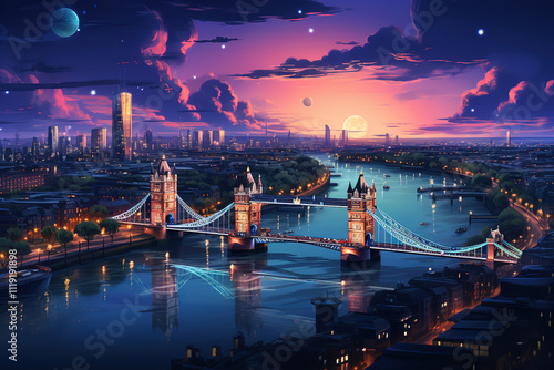 Fantastical Sunset Over Tower Bridge, London photo