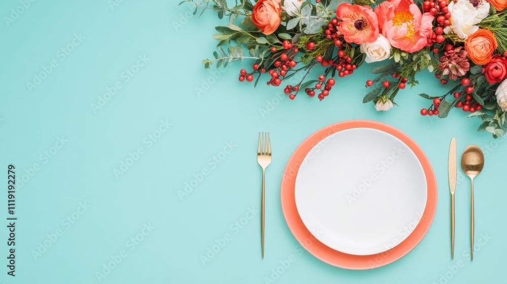 Vibrant Modern Festive Tablescapes with Coral and Teal Accents for Christmas, Thanksgiving, and Easter Celebrations Vibrant Modern Festive Tablescapes with Coral and Teal Accents for Christmas, Thanksgiving, and Easter Celebrations