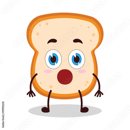 cute shocked expression of bread cartoon character