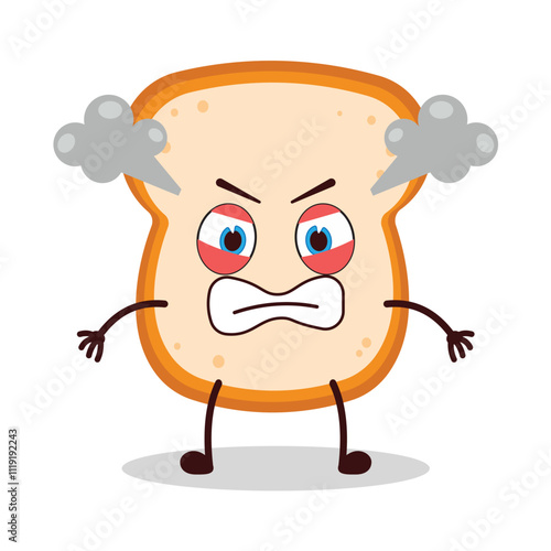 cute furious expression of bread cartoon character