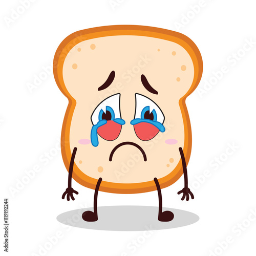 cute cry expression of bread cartoon character