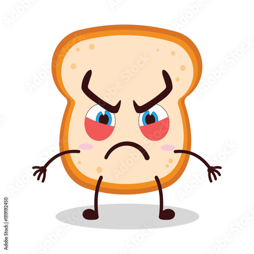cute provoked expression of bread cartoon character