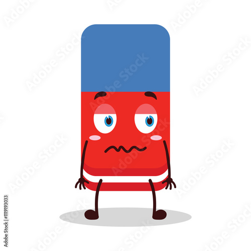 cute grumpy expression of eraser cartoon character