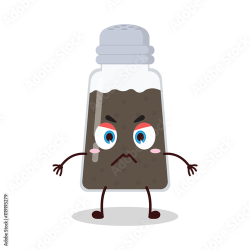 cute irritated expression of black pepper cartoon character