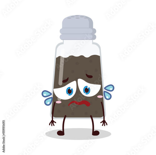 cute depressed expression of black pepper cartoon character