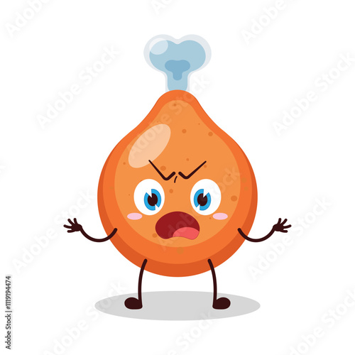 cute why expression of chicken drumstick cartoon character