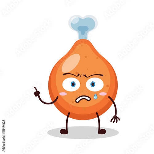 cute weird expression of chicken drumstick cartoon character