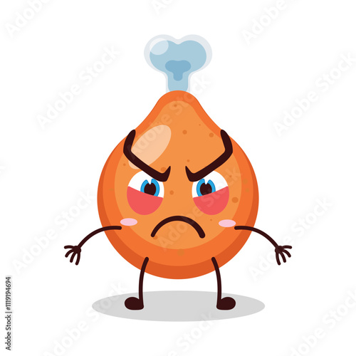 cute provoked expression of chicken drumstick cartoon character