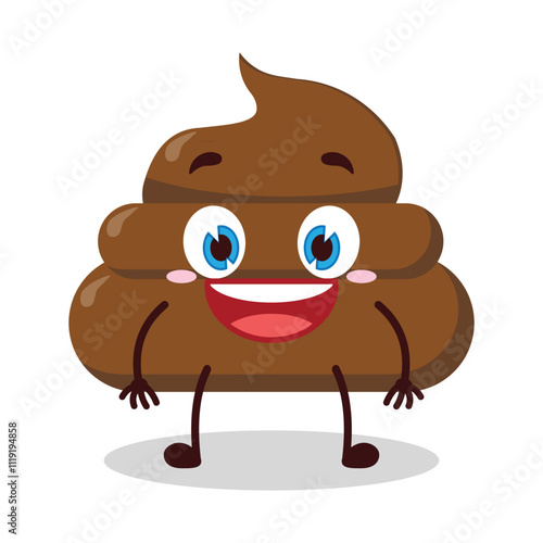 cute happy expression of chicken poop cartoon character