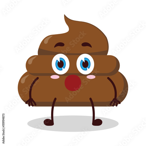 cute shocked expression of chicken poop cartoon character