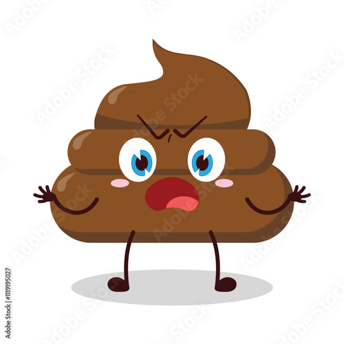 cute why expression of chicken poop cartoon character