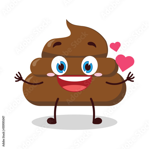 cute fall in love expression of chicken poop cartoon character