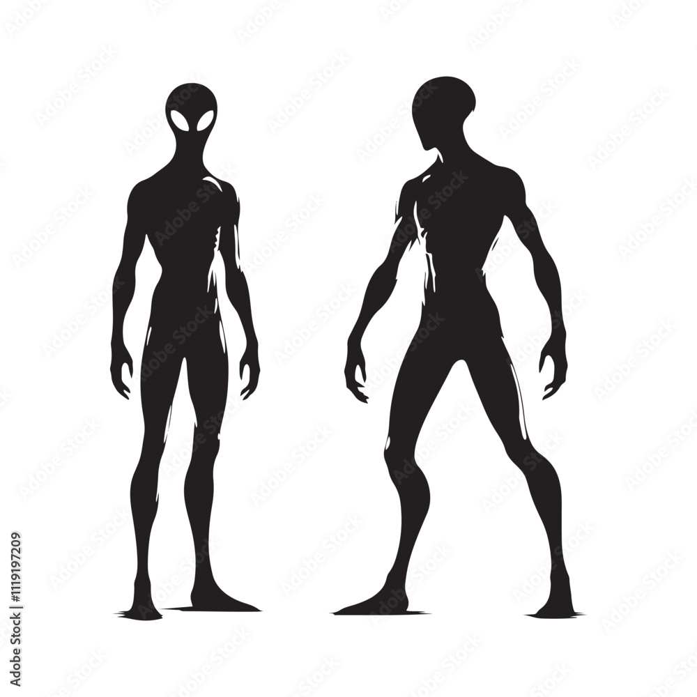 Minimalist Humanoid alien Silhouette - Vector of alien - alien Illustration. Minimalist Humanoid alien Silhouette - Vector of alien - alien Illustration.