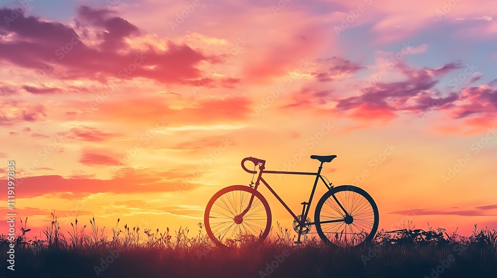 Fototapeta premium bike on sunset