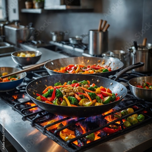 "A vibrant and colorful assortment of fresh vegetables arranged on a rustic wooden table. The display includes bright red tomatoes, deep green cucumbers, orange carrots with leafy tops, purple.