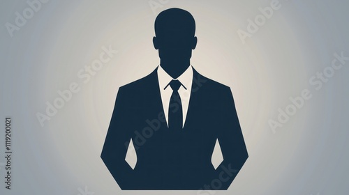 A simple, modern vector icon of a chief in a suit and tie, representing leadership.