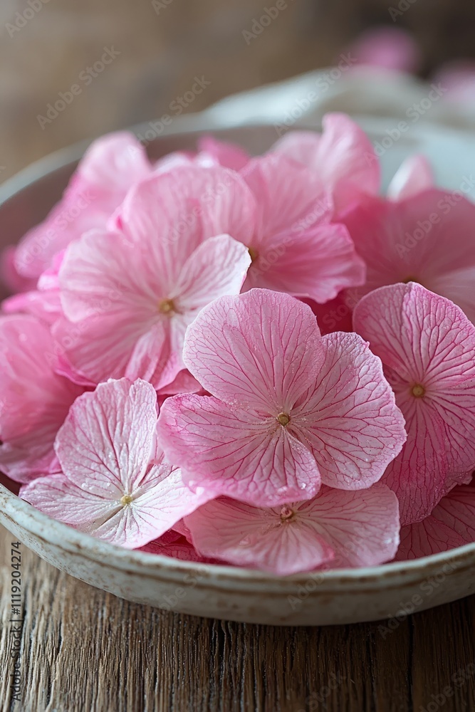Sugar-coated flower petals on a white plate: Delicate candied petals for Valentine's Day, Sugar-coated flower petals on a white plate: Delicate candied petals for Valentine's Day,