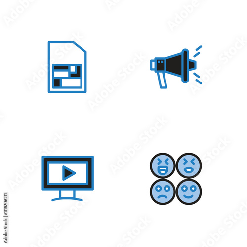 Web and Social Media Icon Set, Minimalist and Modern Design
