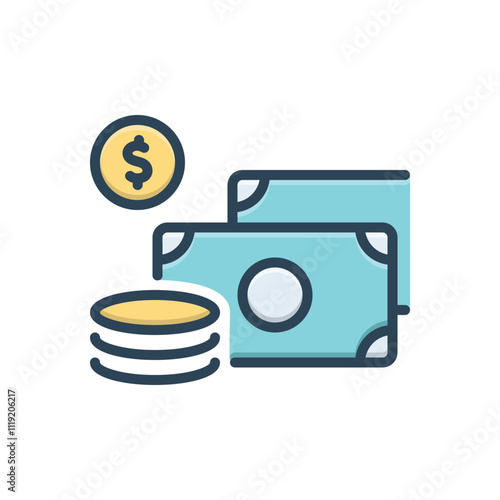 Color illustration icon for money