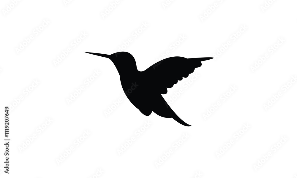 Flying Hummingbird Silhouette Design And Vector Illustration. Flying Hummingbird Silhouette Design And Vector Illustration.
