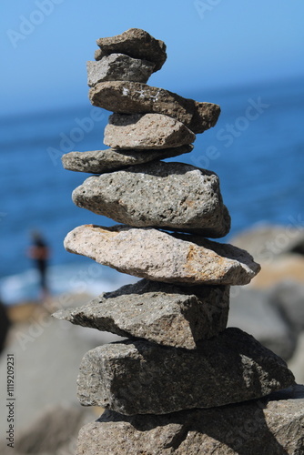 Canvas Print Cairn at the Sea
