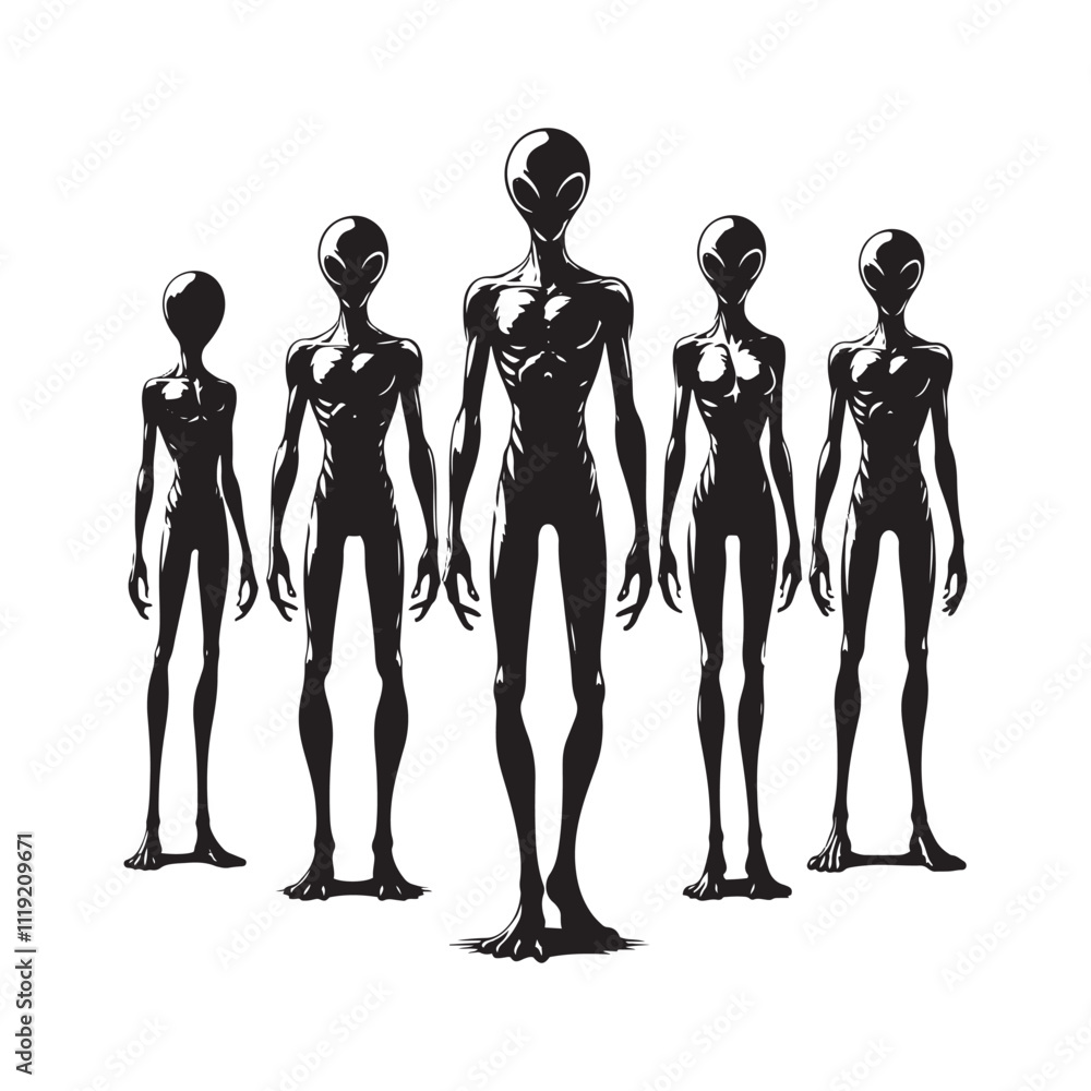 Classic Grey Alien - Minimalist Silhouette of Alien - Vector of Alien - Alien Illustration. Classic Grey Alien - Minimalist Silhouette of Alien - Vector of Alien - Alien Illustration.