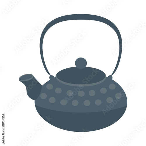 南部鉄器の鉄瓶。フラットなベクターイラスト。
Nambu ironware kettle. Flat vector illustration.