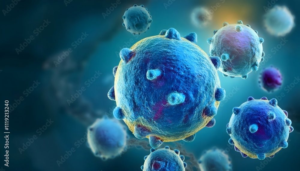 Warning concepts about health and cellular degeneration: Cell degeneration, medical research imagery, 3D illustration. Warning concepts about health and cellular degeneration: Cell degeneration, medical research imagery, 3D illustration.