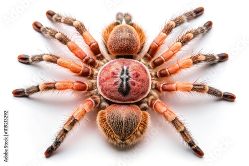 Brazilian Salmon Pink Birdeater Spider Top View, Lasiodara Parahybana,  Close-up Macro Photography,  Exotic Arachnid,  Pink Tarantula photo