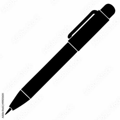 Black Silhouette of Stylus Pen Vector Art