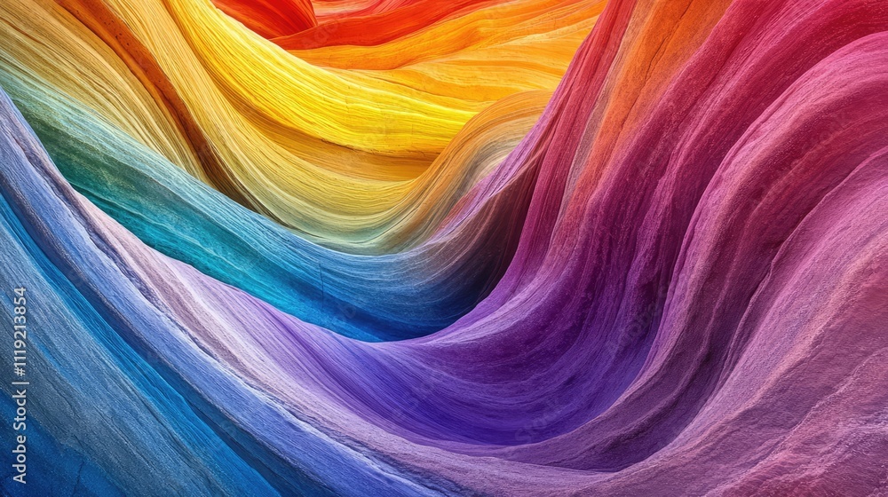 Fototapeta premium Abstract Rainbow Fabric: A vibrant, swirling tapestry of rainbow-hued fabrics creates an abstract, dynamic composition. This mesmerizing photo captures the beauty of color and texture.