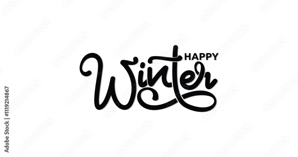 Happy Winter text in beautiful handwritten calligraphy vector design, perfect for holiday cards, seasonal decor, social media posts, and creative projects celebrating the winter season. Happy Winter text in beautiful handwritten calligraphy vector design, perfect for holiday cards, seasonal decor, social media posts, and creative projects celebrating the winter season.