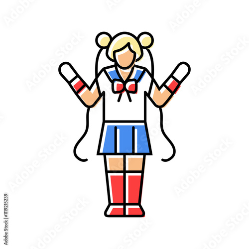manga cosplay female color icon vector. manga cosplay female sign. isolated symbol illustration