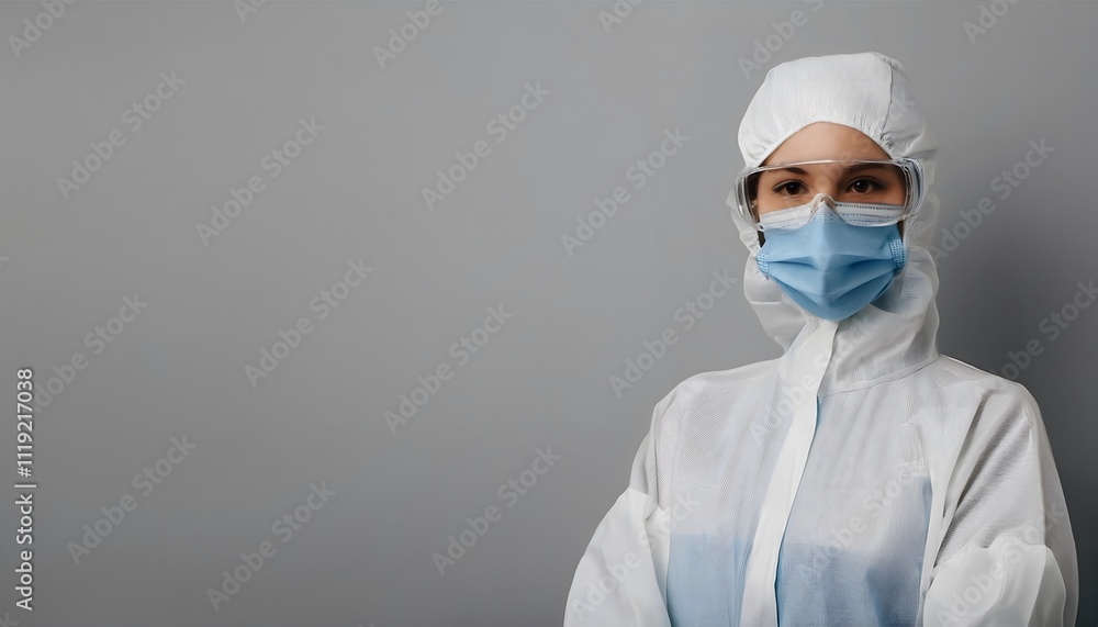 Warning concepts about health and cellular degeneration: Doctor wearing protective gear, hospital setting. Warning concepts about health and cellular degeneration: Doctor wearing protective gear, hospital setting.