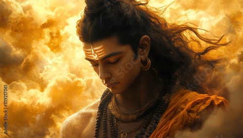 Portrait of Shiva, the Destroyer God