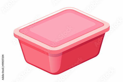 Empty food plastic container with blue lid isolated on white