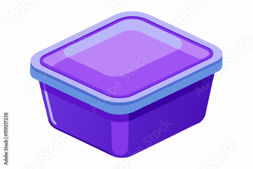 Empty food plastic container with blue lid isolated on white