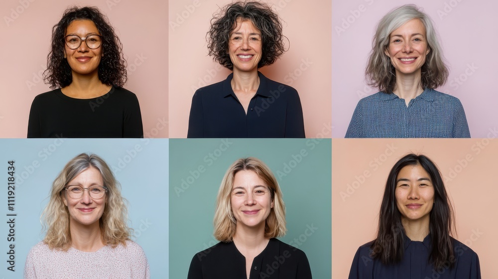 Diverse headshots grid showcasing warm smiles and inclusive expressions Diverse headshots grid showcasing warm smiles and inclusive expressions