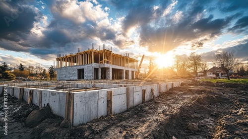 Construction Site Foundation for a Large Building