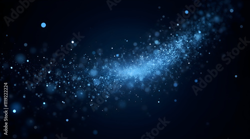 A Stunning Visualization of Cosmic Particles in a Dark Blue Background with Sparkling Effects photo